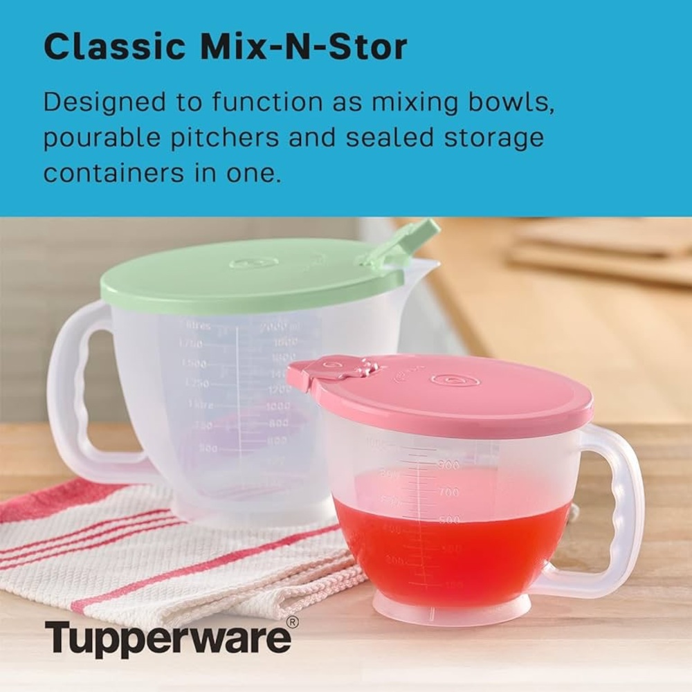 Tupperware Classic Mix-N-Stor Set - Green and Pink